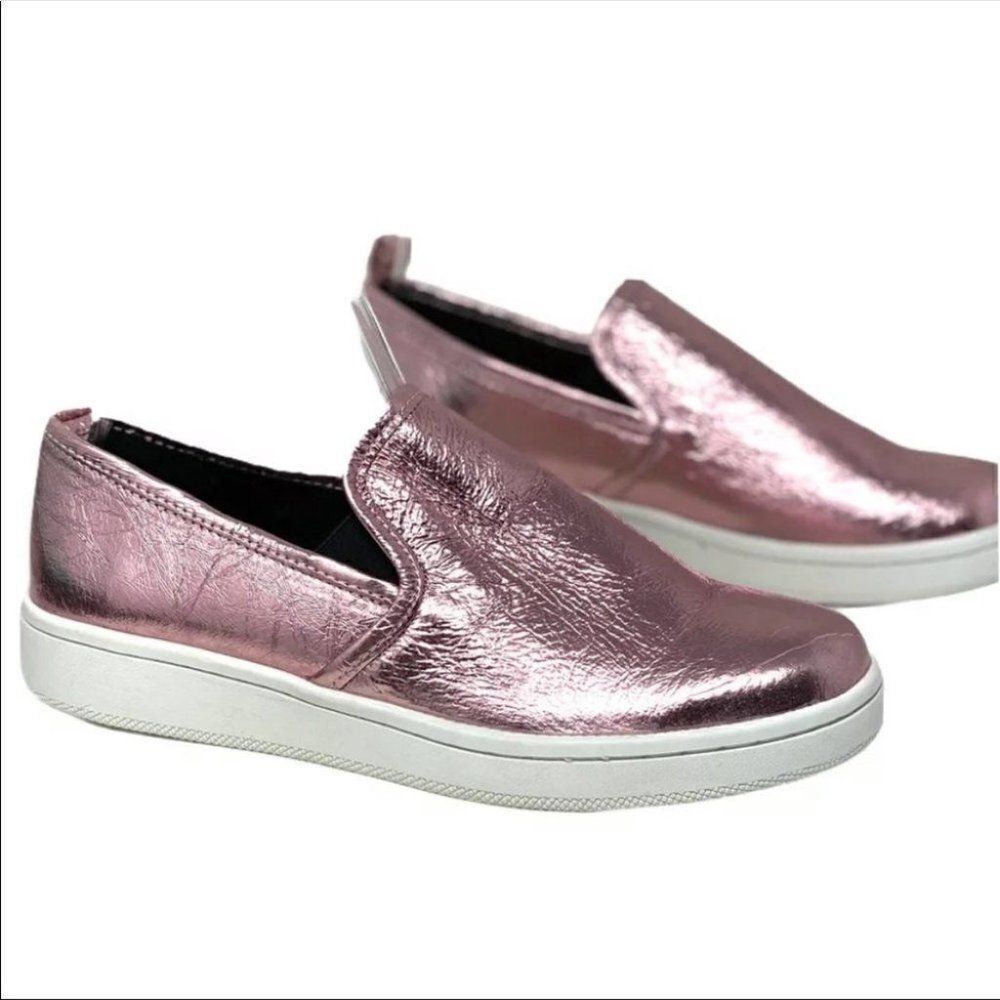 Calvin Klein Shoes Womens 8 Pink Deva Loafers Casual Slip On Sneakers Metallic